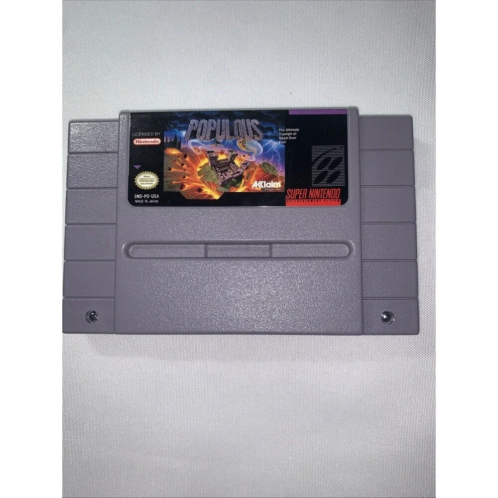 Vintage SNES Super Nintendo - POPULOUS - CIB Video Game Cartridge Only
